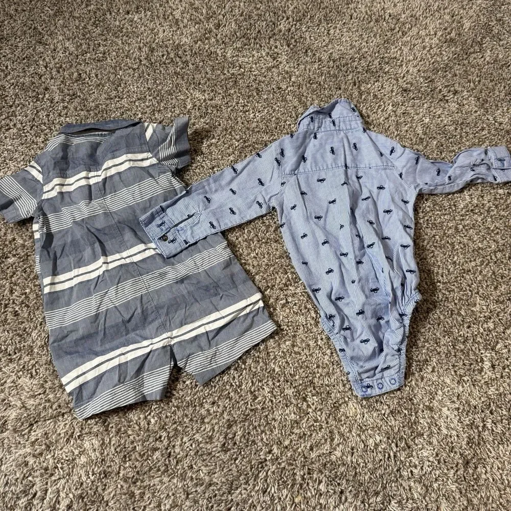 Carter’s Baby Boy Outfit Lot 18M Romper & Long Sleeve Button Shirt